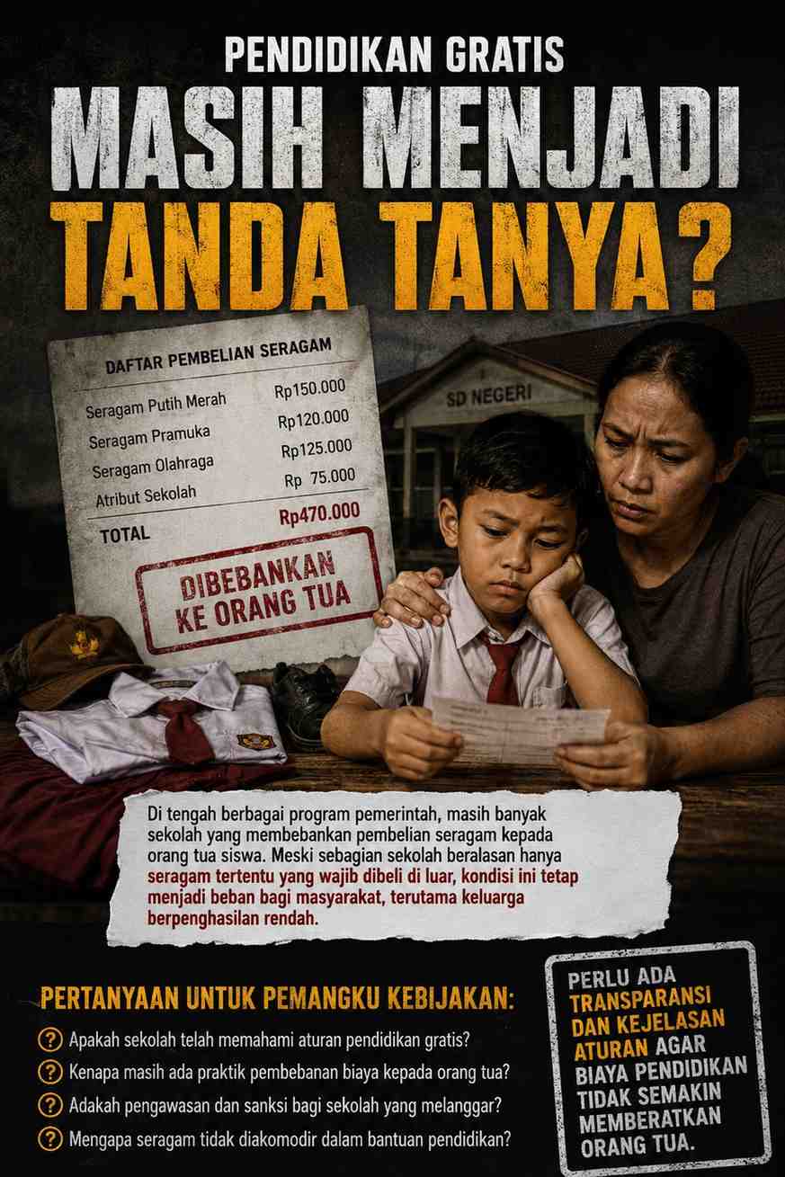 Pendidikan Gratis Masih Sebatas Slogan? Orang Tua Masih Dibebani Seragam, Dinas Pendidikan Diminta Bertindak Tegas
